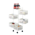 White Square Mesh Basket Rotating Rolling Rack