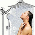 Chrome Shower Head Set with Square Rain Head and Handheld