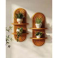 Arched Wooden Wall Shelves with Ribbed Backing