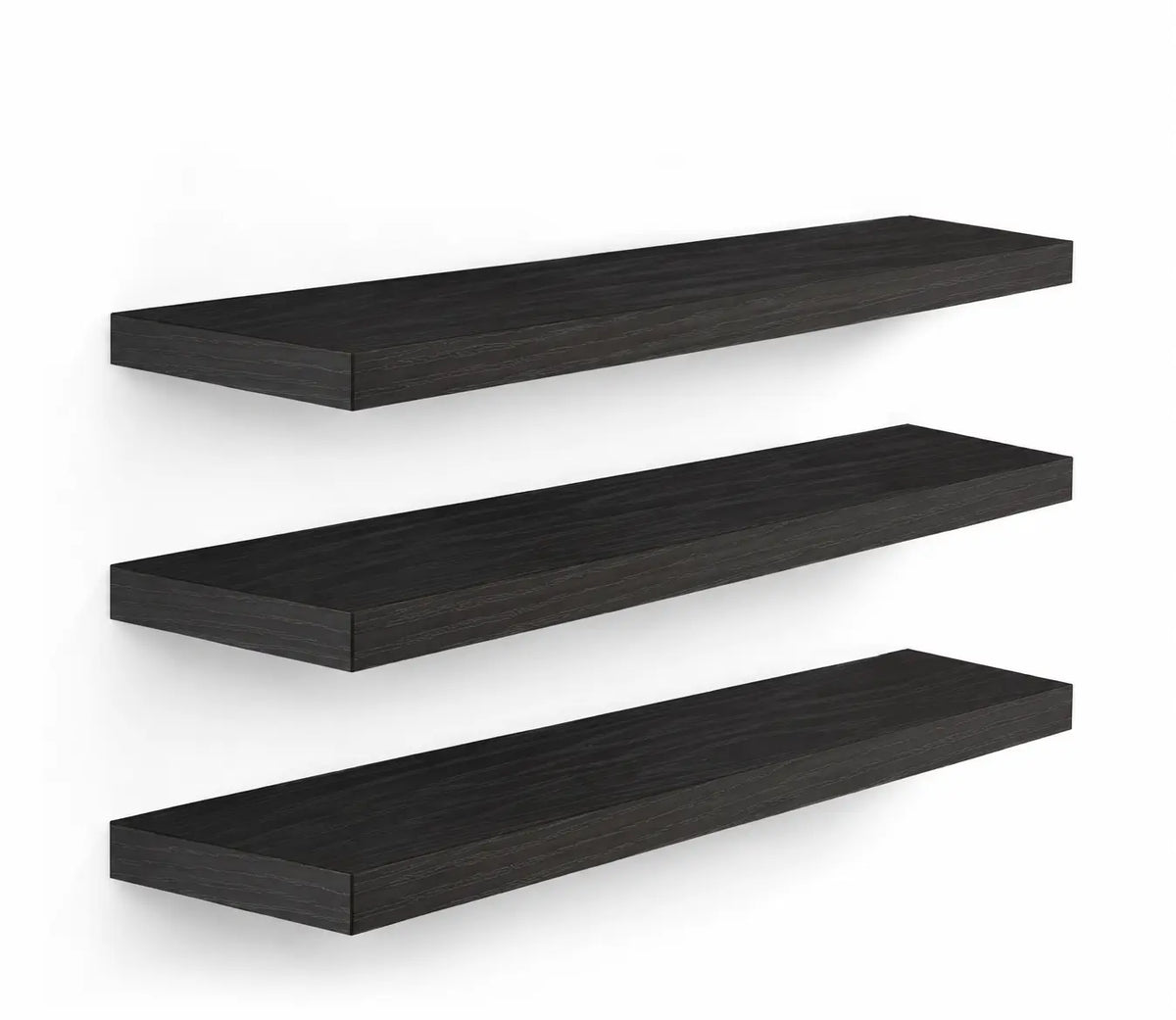 Set of Three Dark Grain Wall Floating Shelves
