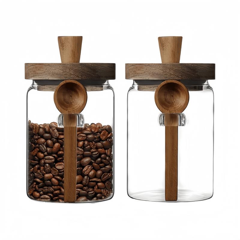 Clear Glass Storage Jars with Wooden Lids