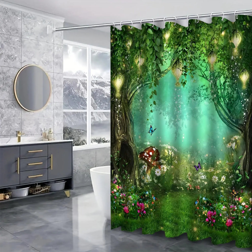 Enchanted Forest Print Shower Curtain Bathroom Set