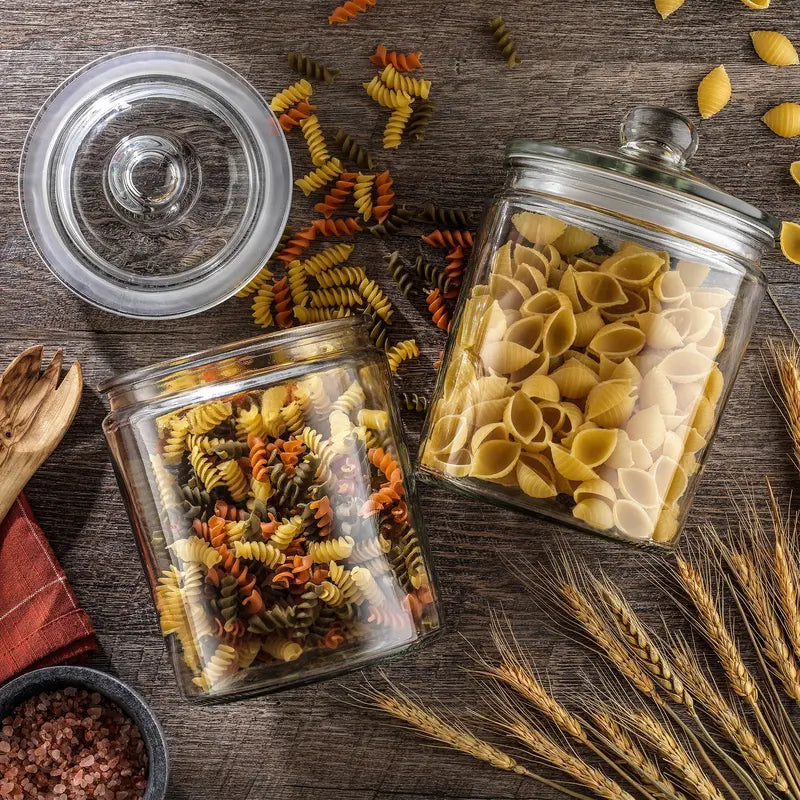 Pair of Clear Glass Jars with Lids