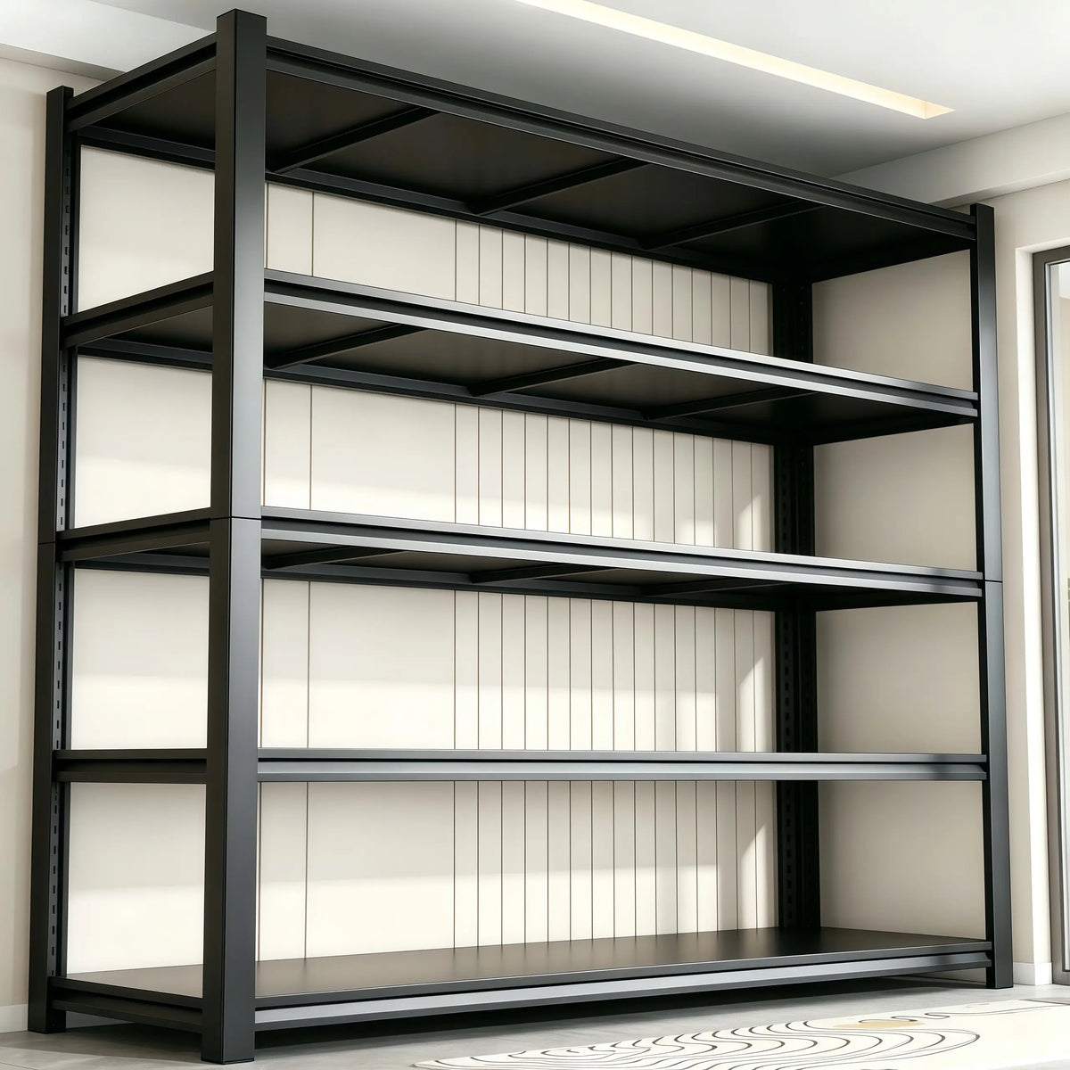 Five-Shelf Black Metal Garage Storage Rack