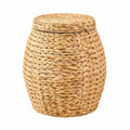 Round Woven Water Hyacinth Basket With Lid