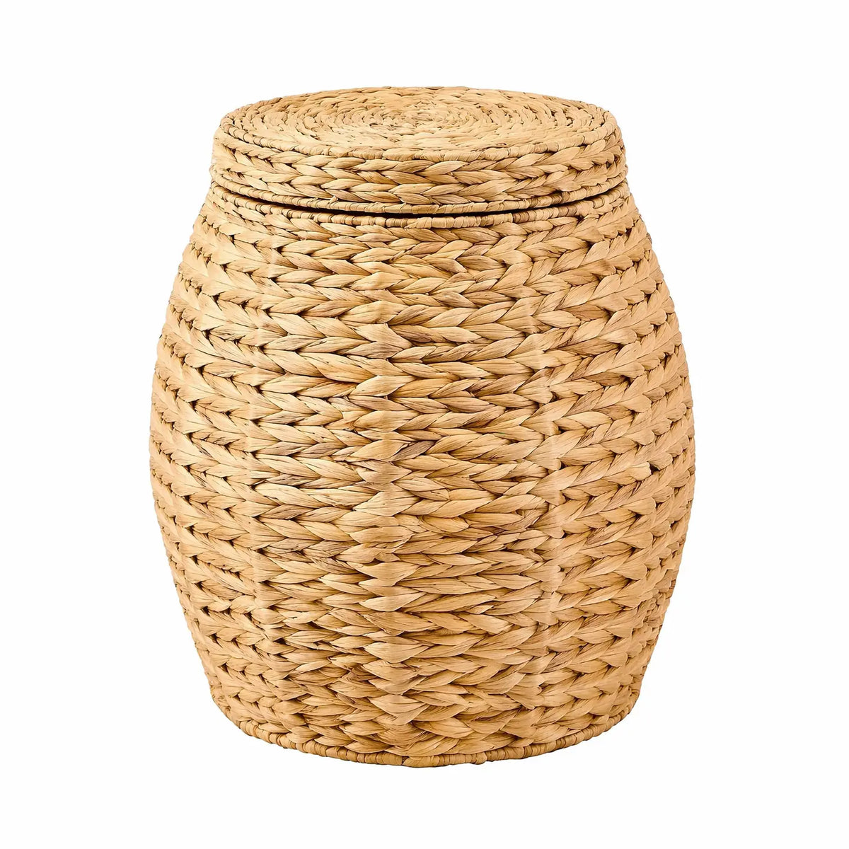 Round Woven Water Hyacinth Basket With Lid