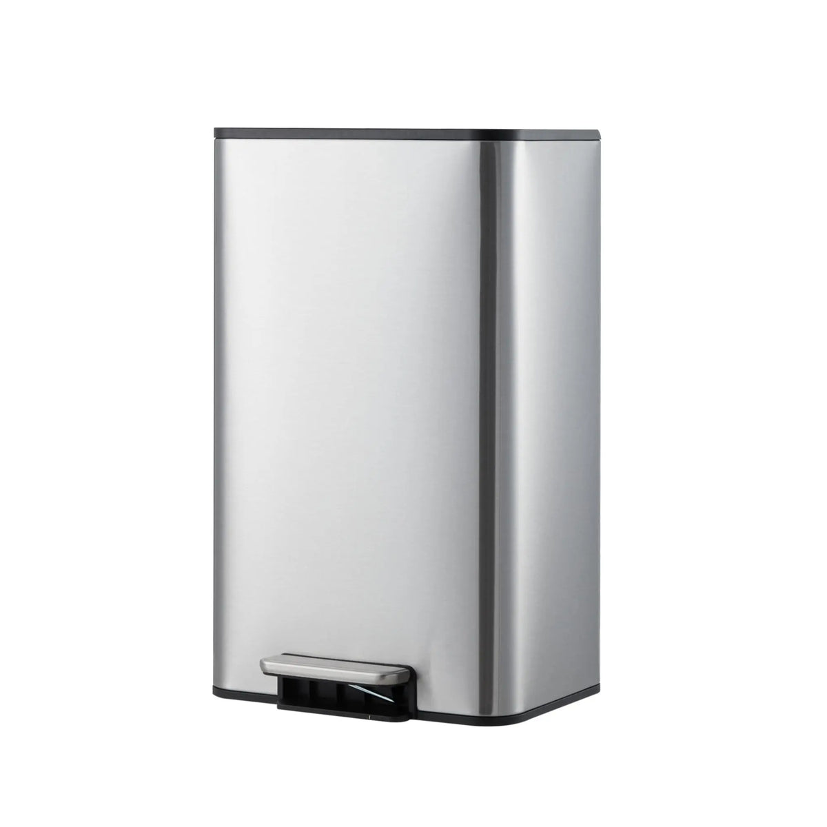 Rectangular Brushed Steel Step Trash Can