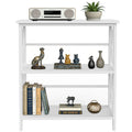 White Three-Shelf Open Bookcase with X Sides