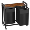 Two-Bag Rolling Laundry Sorter with Shelf