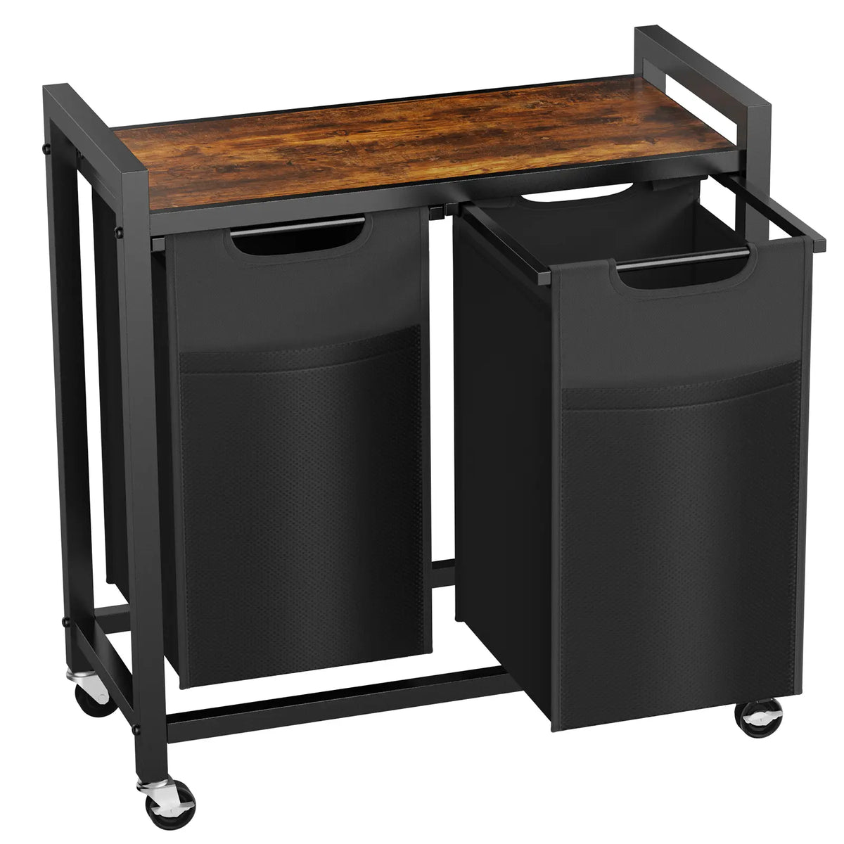 Two-Bag Rolling Laundry Sorter with Shelf