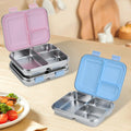 Stainless Steel Three-Compartment Lunch Box with Clip Lids