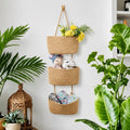 Three-Tier Woven Jute Hanging Wall Basket