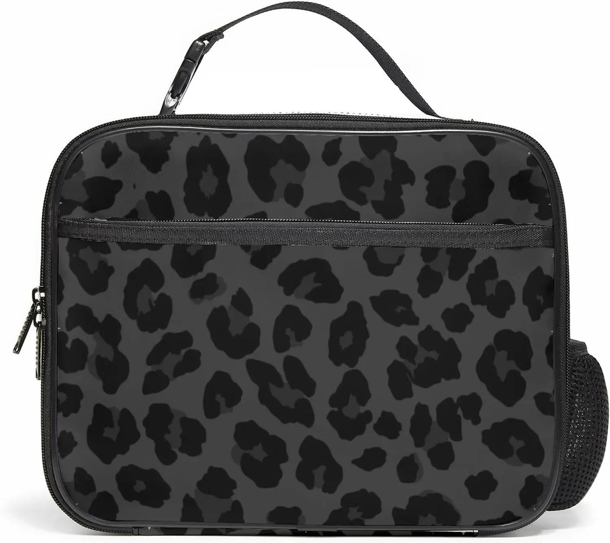 Black Leopard Print Insulated Lunch Bag