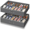 Grey Fabric Underbed Shoe Storage Boxes, Two