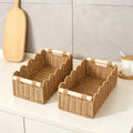 Woven Rectangular Baskets with Scalloped Edges