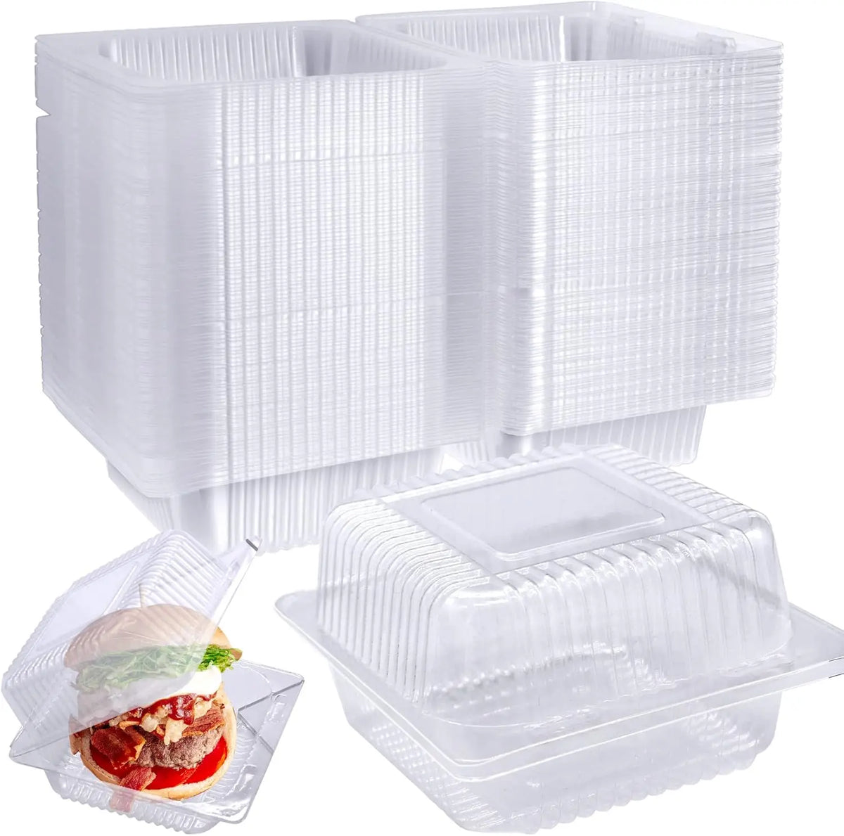Clear Plastic Square Hinged Takeout Containers