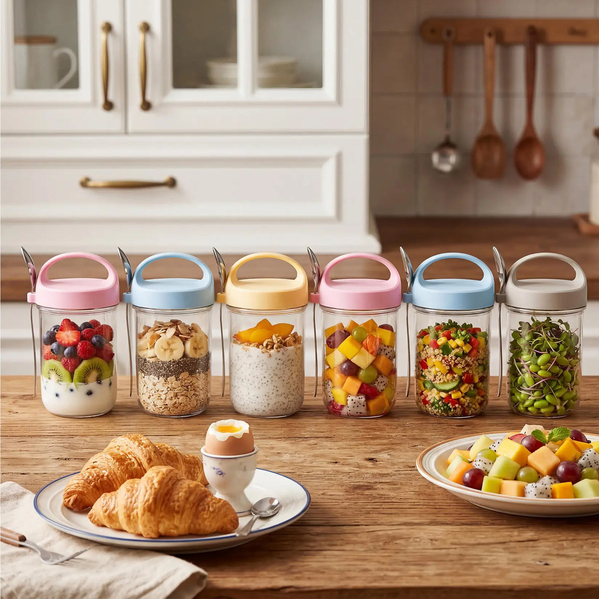 Glass Storage Jars with Coloured Snap Lids