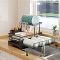 Two-Tier Black Metal Over-Sink Dish Rack