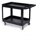 Black Two-Shelf Rolling Utility Cart with Handle