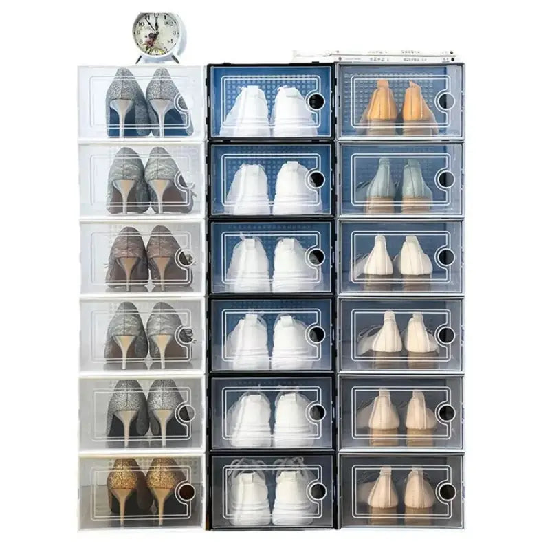 Clear Stackable Shoe Boxes with Black Frames