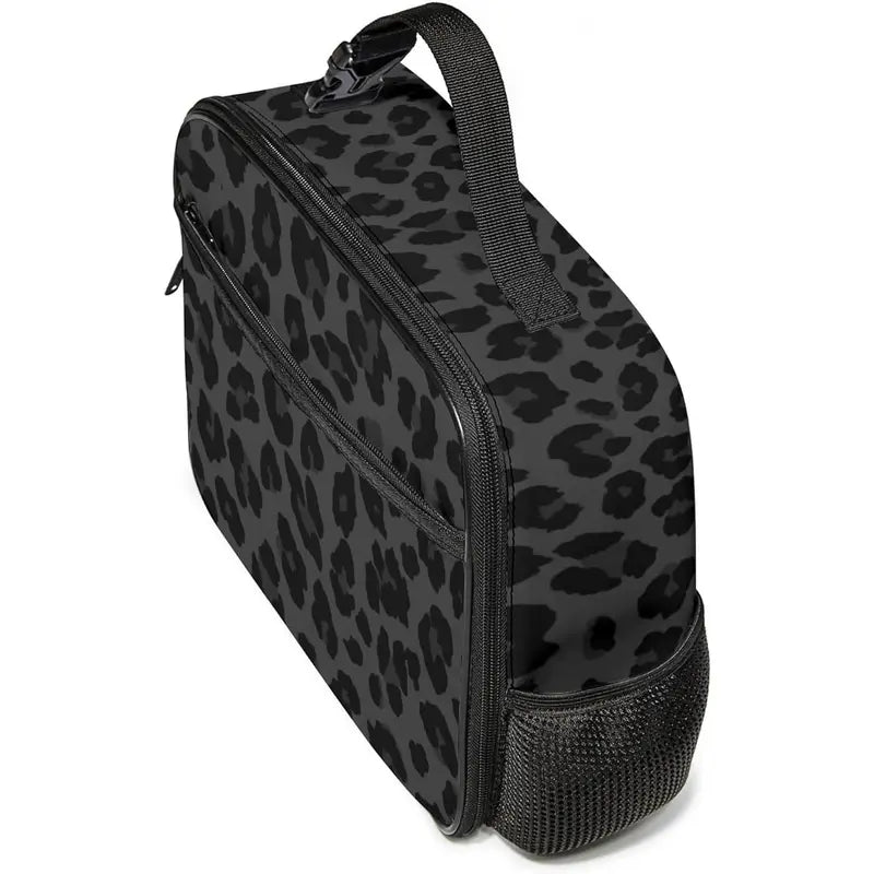 Black Leopard Print Insulated Lunch Bag