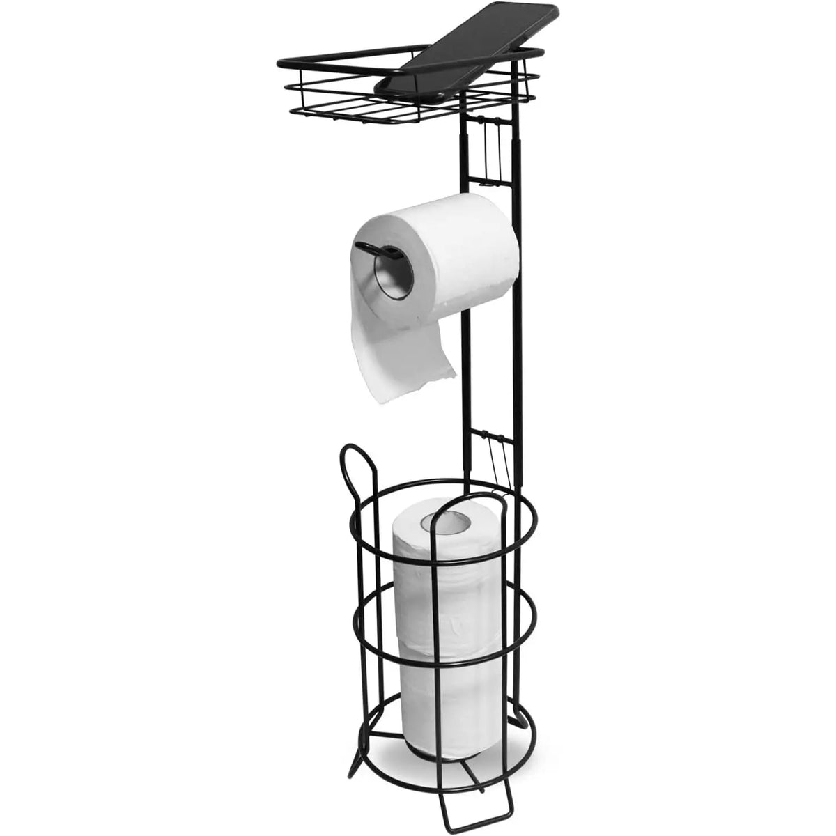 Black Metal Freestanding Toilet Paper Holder Stand