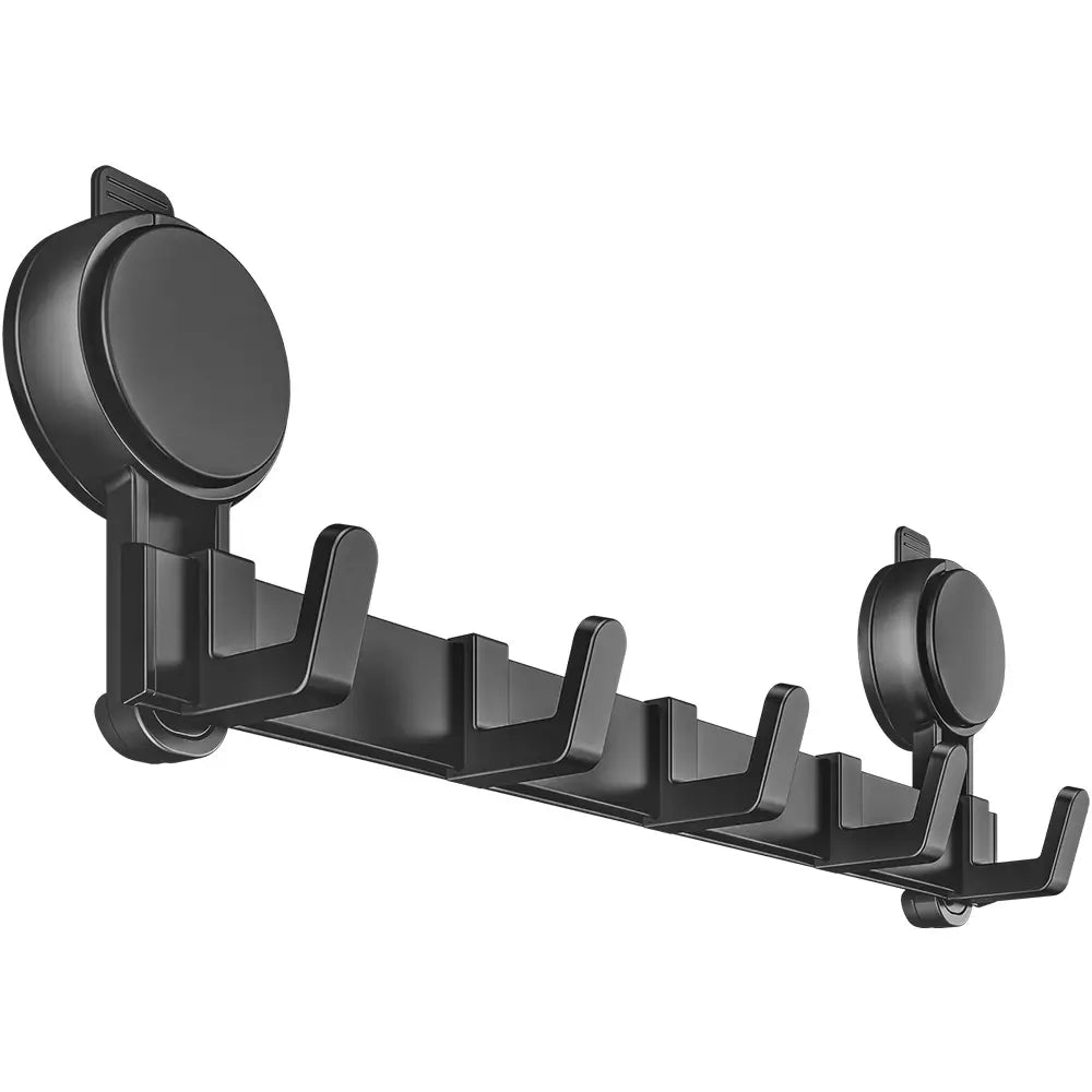 Black Wall Hook Rail with Suction Cups