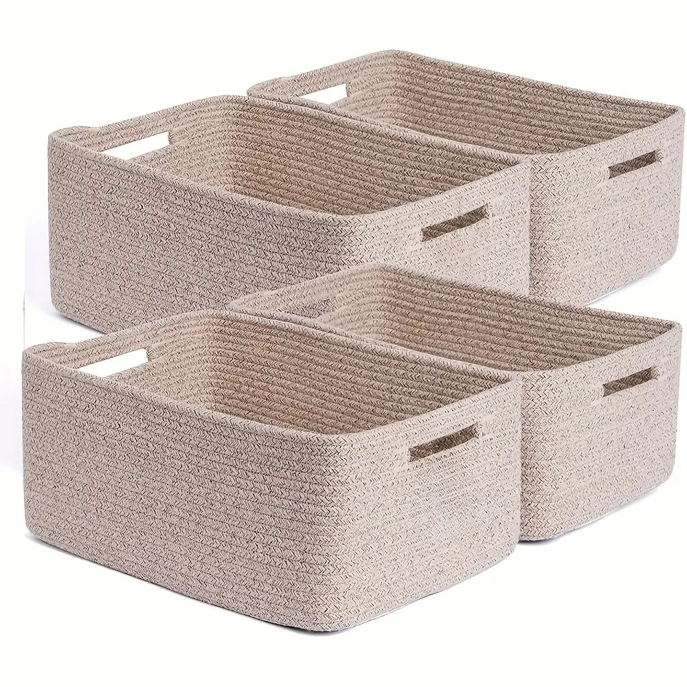 Set of Four Woven Cotton Rope Baskets