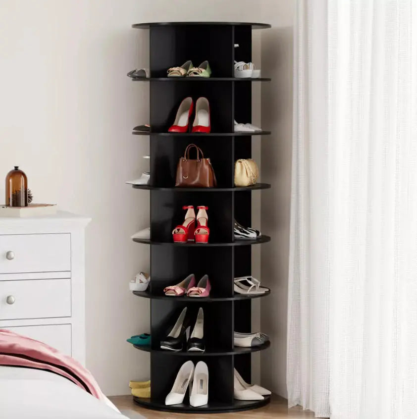 Black Rotating Tower Rack for Shoes and Bags