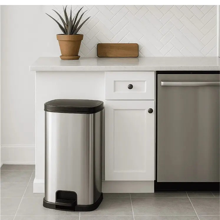 Rectangular Stainless Steel Step Trash Can