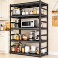 Five-Tier Black Metal Shelving Rack for Kitchen