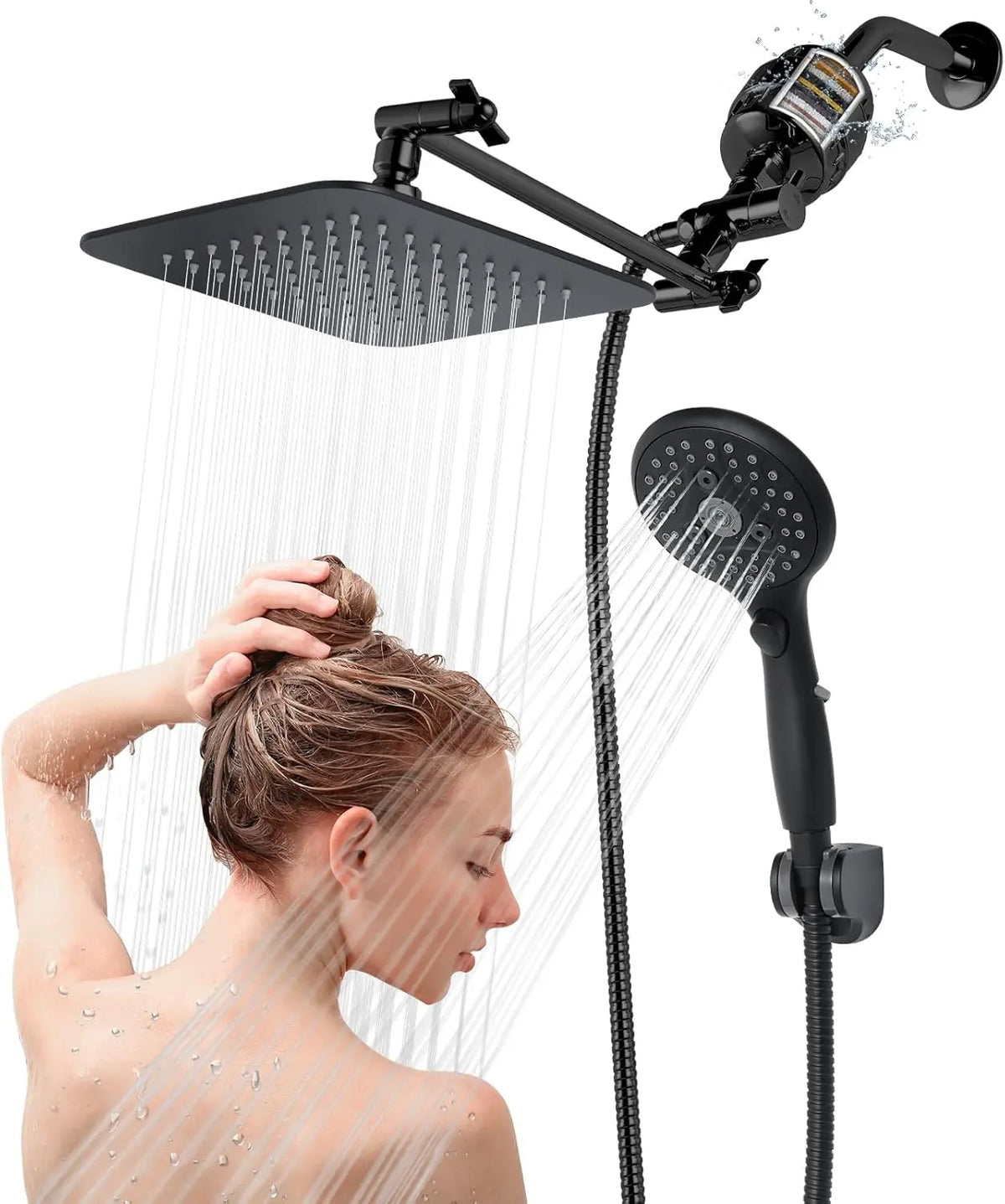 Matte Black Rain Shower Head and Handheld Set
