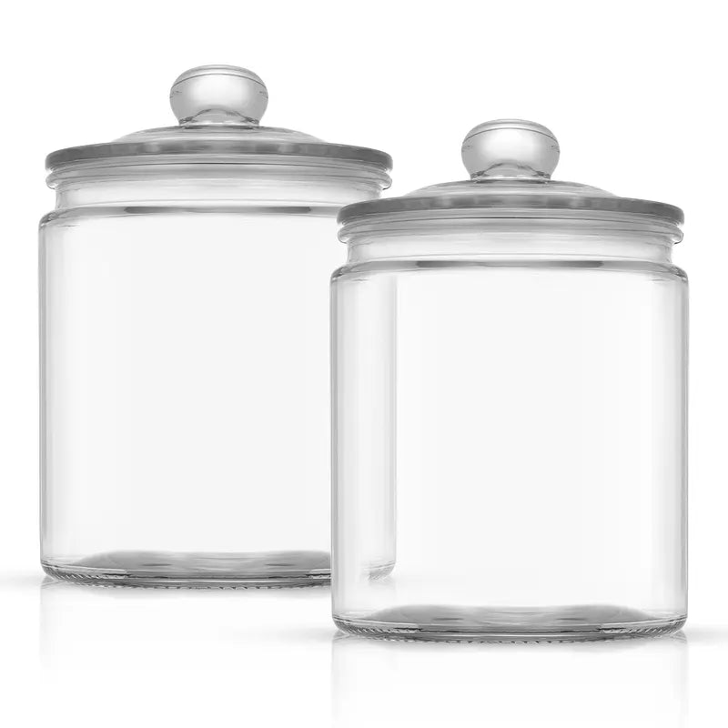 Pair of Clear Glass Jars with Lids
