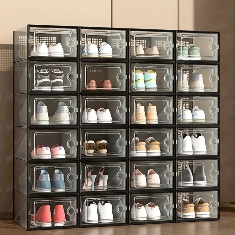 Clear Stackable Shoe Boxes with Black Frames