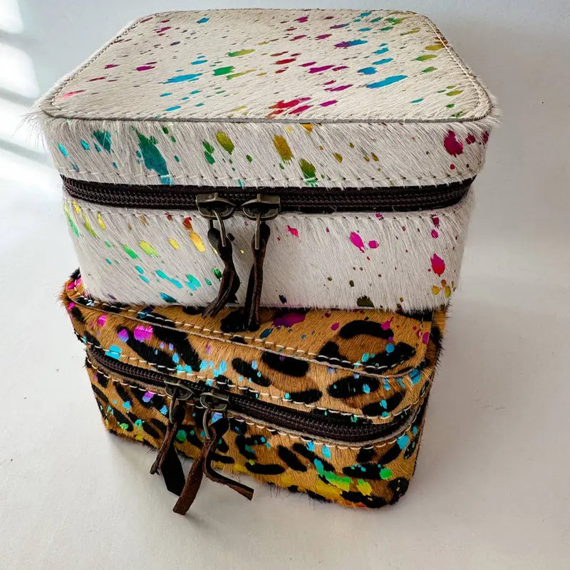 Zippered Cowhide and Tooled Leather Jewelry Cases