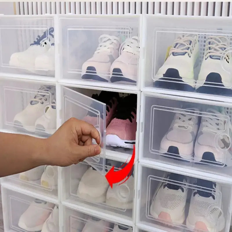 Clear Stackable Shoe Boxes with Black Frames