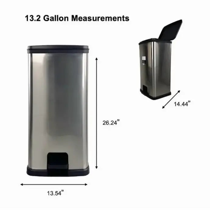 Rectangular Stainless Steel Step Trash Can