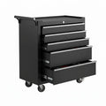 Black Five-Drawer Rolling Metal Tool Cabinet