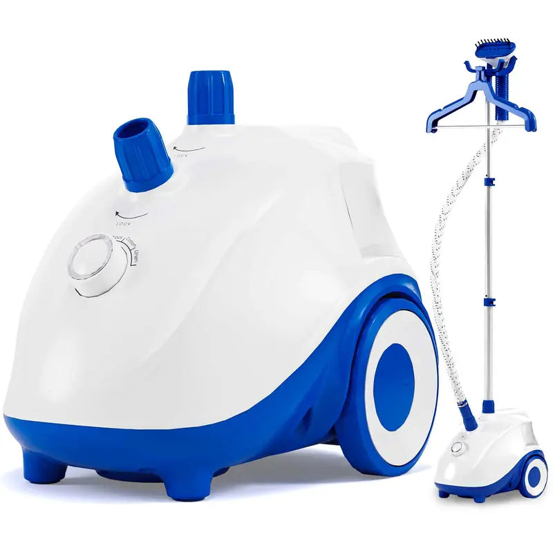 Black Upright Garment Steamer With Wheeled Base