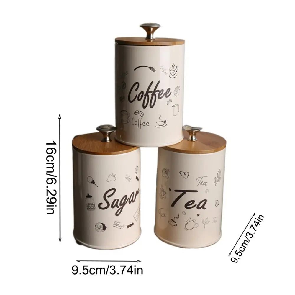 Pink Metal Canisters With Bamboo Lids