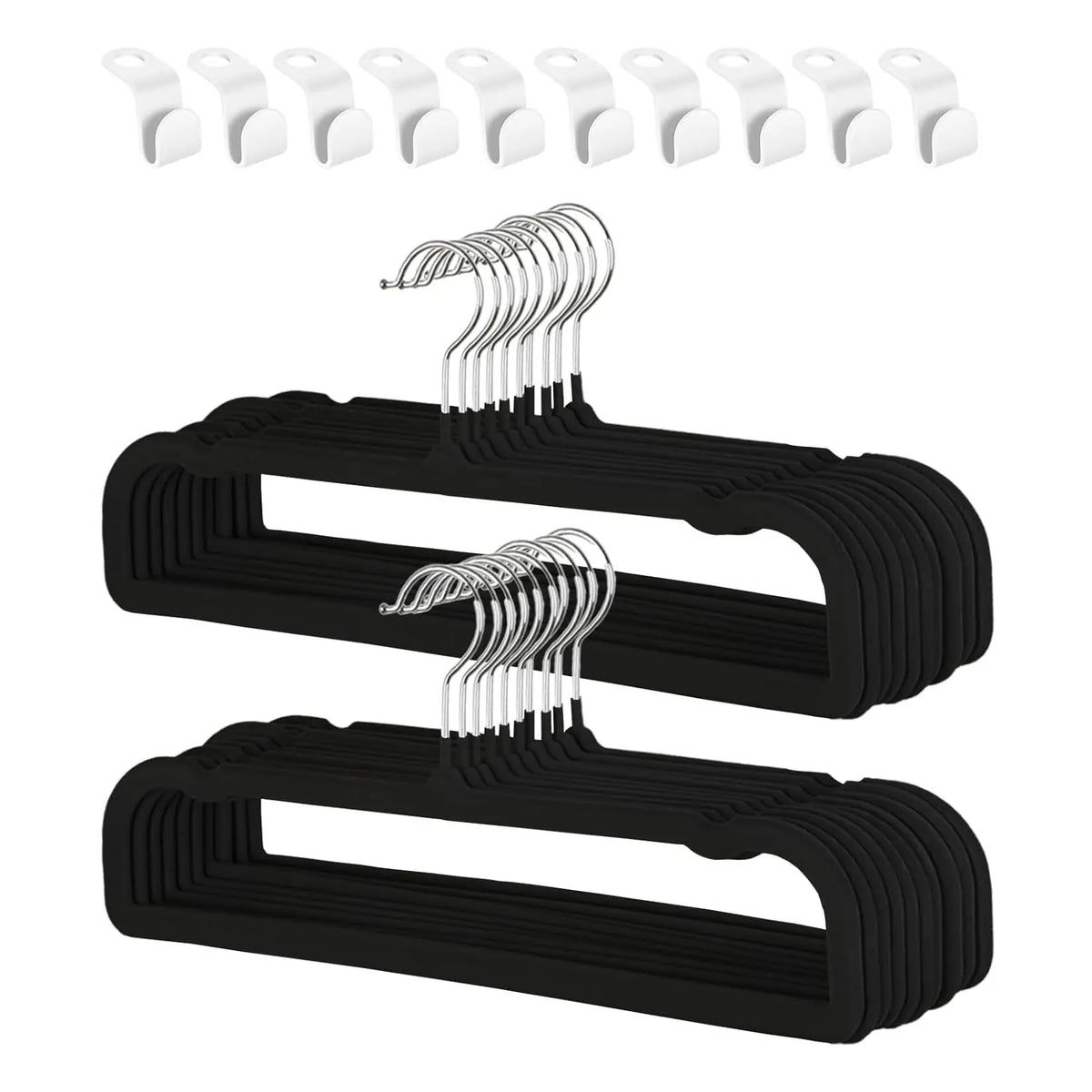 Black Velvet Flocked Hangers with Silver Hooks